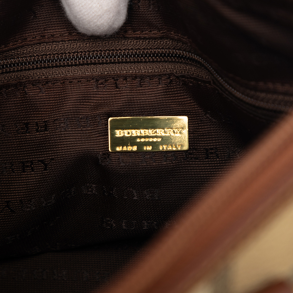 Pre-Loved Burberry Haymarket Check Coated Canvas Boston Bag - Picture 5 of 6